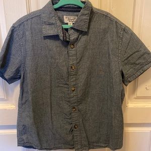 Original Penguin Boys button down shirt blue chambray with wood buttons Sz 6